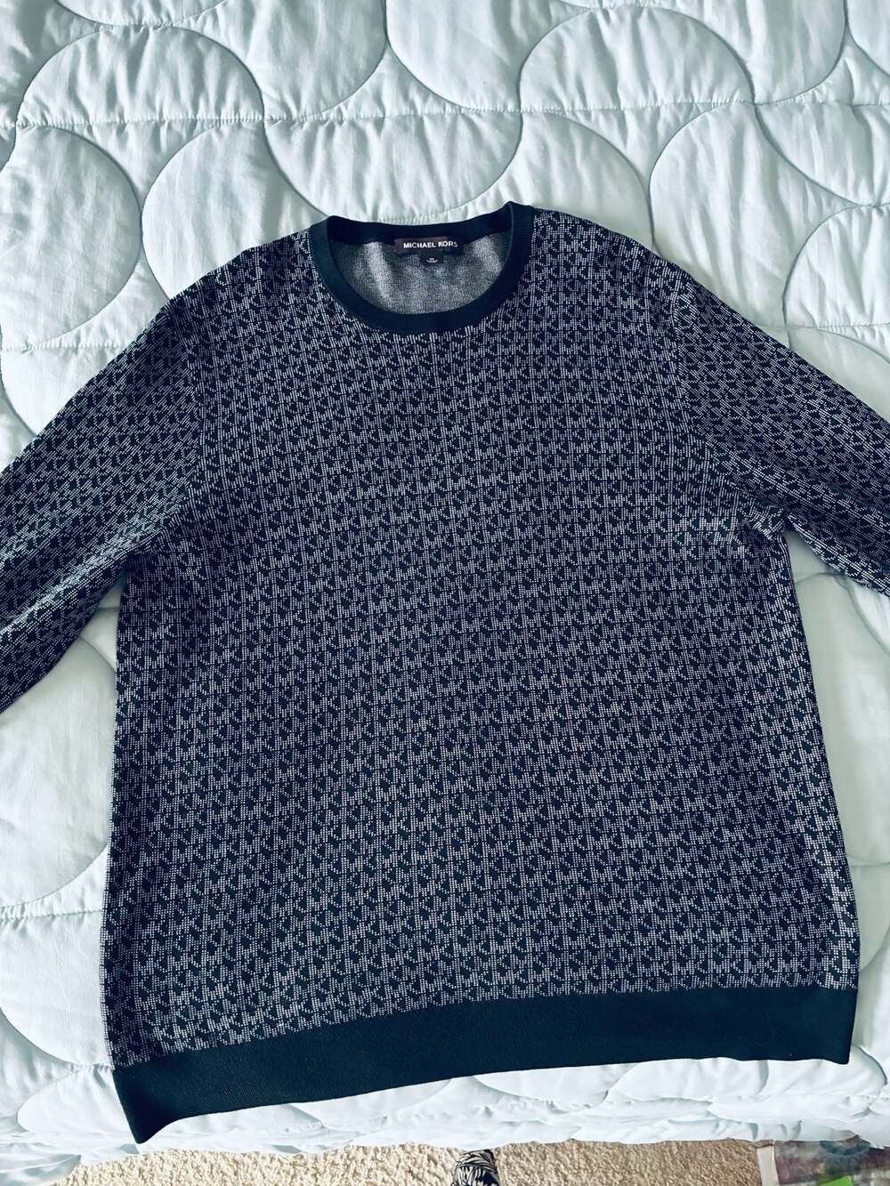 Michael Kors Men's Logo Print Crewneck Sweater Black SzXL A492